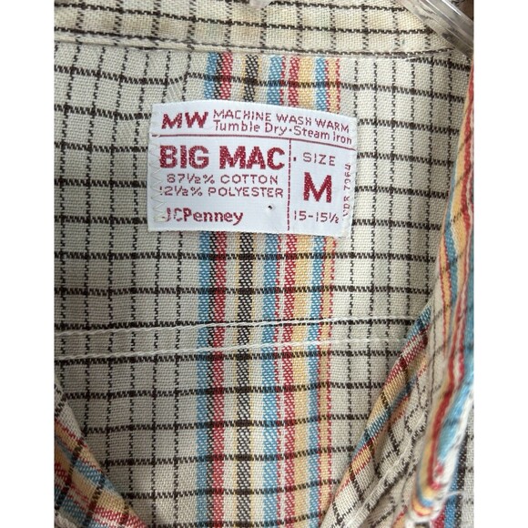 Vintage 70s Big Mac JCPenney Long Sleeve Flannel Button Up Shirt Size M - Picture 9 of 9